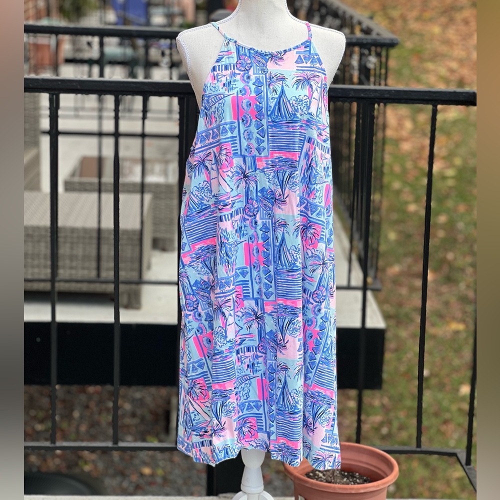 Lilly Pulitzer Blue and Pink Patterned Dress